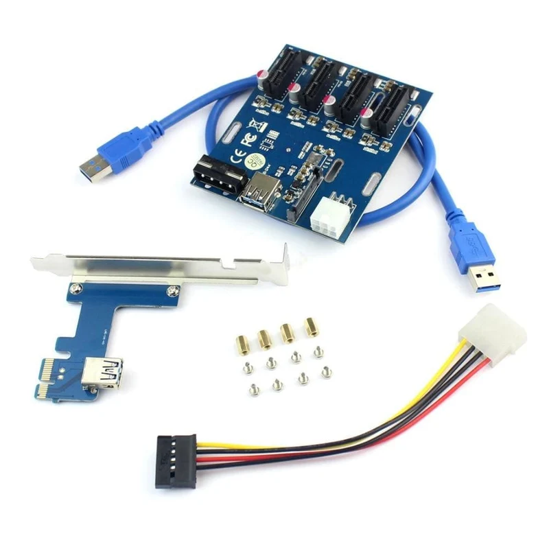 PCIe 1 bis 4 PCI Express 1X-Steckplätze Riser-Karte Mini ITX zu externem 4 PCI-e-Steckplatzadapter PCIe-Port-Multiplikator-Karte Q21533