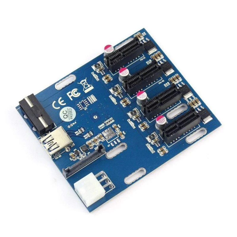PCIe 1 bis 4 PCI Express 1X-Steckplätze Riser-Karte Mini ITX zu externem 4 PCI-e-Steckplatzadapter PCIe-Port-Multiplikator-Karte Q21533