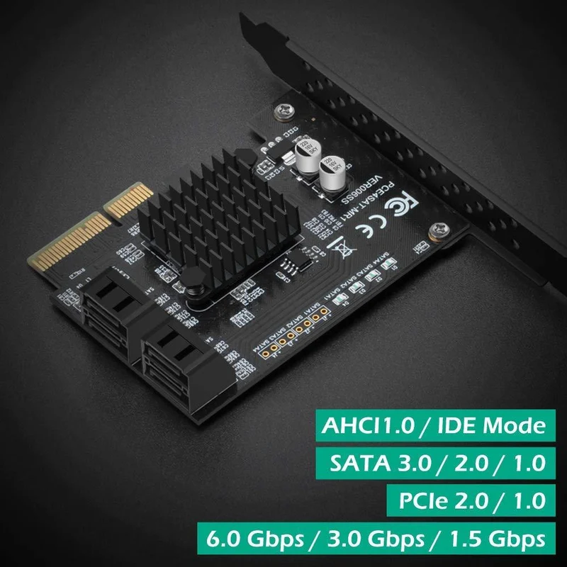 4-Port SATA III 6 Gbps PCIE RAID-Hostcontrollerkarte unterstützt HyperDuo SSD Tiering IPFS Festplattenport-Multiplikator 88SE9230 Chip