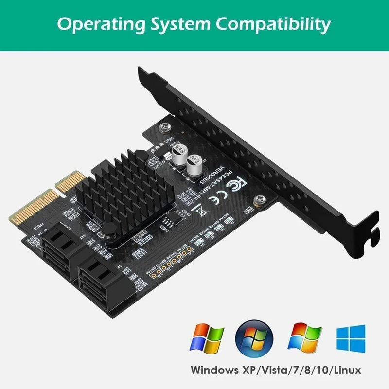 4-Port SATA III 6 Gbps PCIE RAID-Hostcontrollerkarte unterstützt HyperDuo SSD Tiering IPFS Festplattenport-Multiplikator 88SE9230 Chip