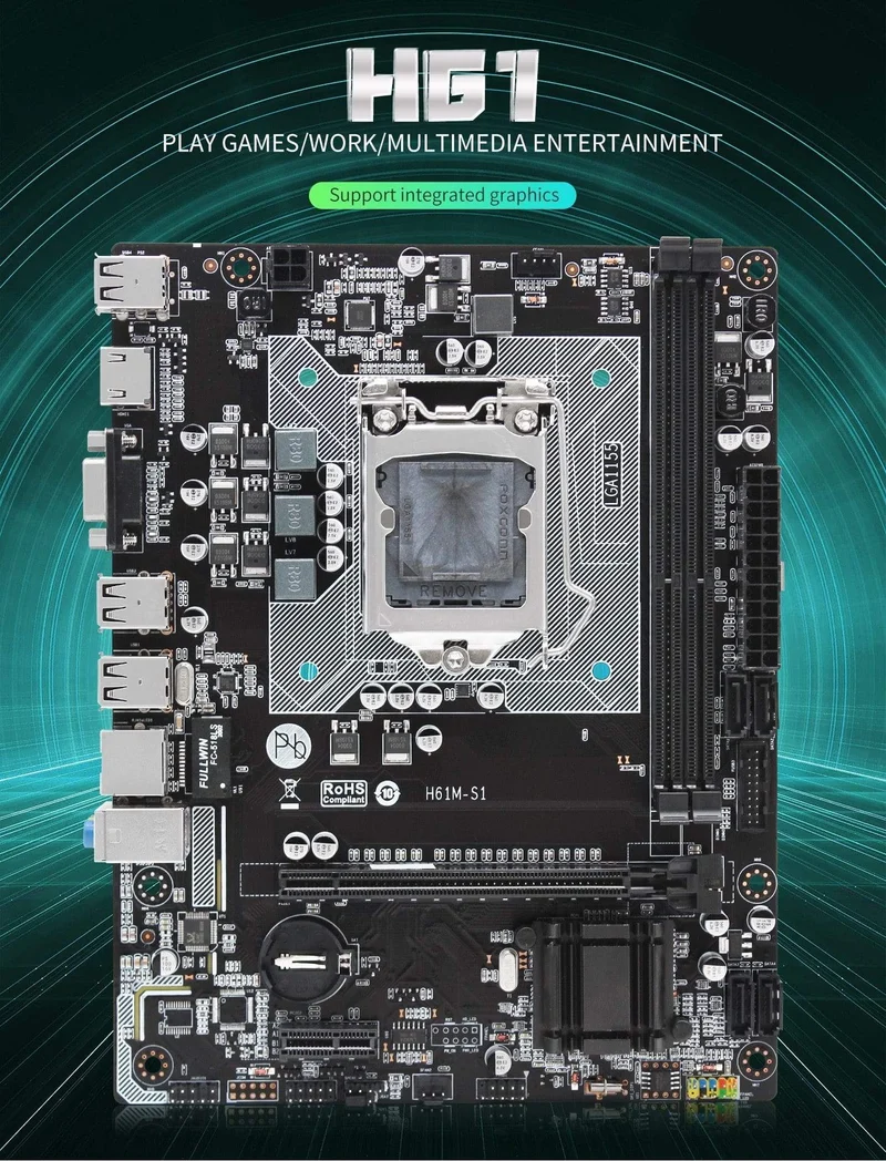 H61-Motherboard LGA 1155 unterstützt DDR3 16G Desktop-RAM-Speicher Intel CORE i3/i5/i7 LGA1155-Prozessor USB2.0 Micro-ATX H61M-S1