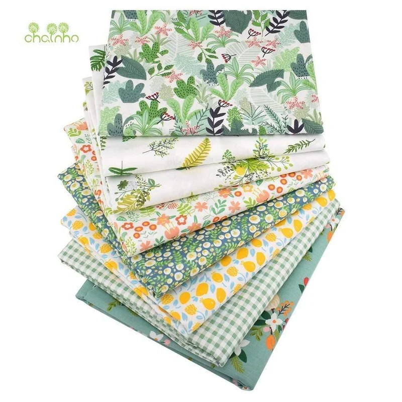 8 Stück / Lot, bedruckter Twill-Baumwollstoff, 40x50 cm, Patchwork-Stoff zum DIY-Quilten Nähen von Baby- und Kindermaterial, grüne Sommerzeit