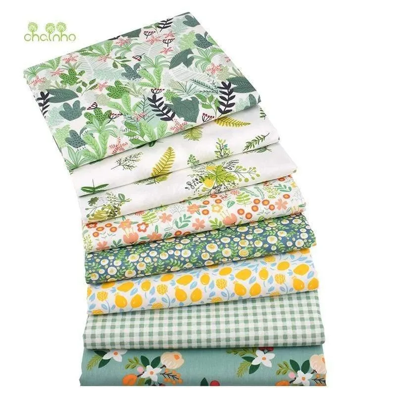 8 Stück / Lot, bedruckter Twill-Baumwollstoff, 40x50 cm, Patchwork-Stoff zum DIY-Quilten Nähen von Baby- und Kindermaterial, grüne Sommerzeit
