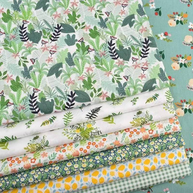 8 Stück / Lot, bedruckter Twill-Baumwollstoff, 40x50 cm, Patchwork-Stoff zum DIY-Quilten Nähen von Baby- und Kindermaterial, grüne Sommerzeit