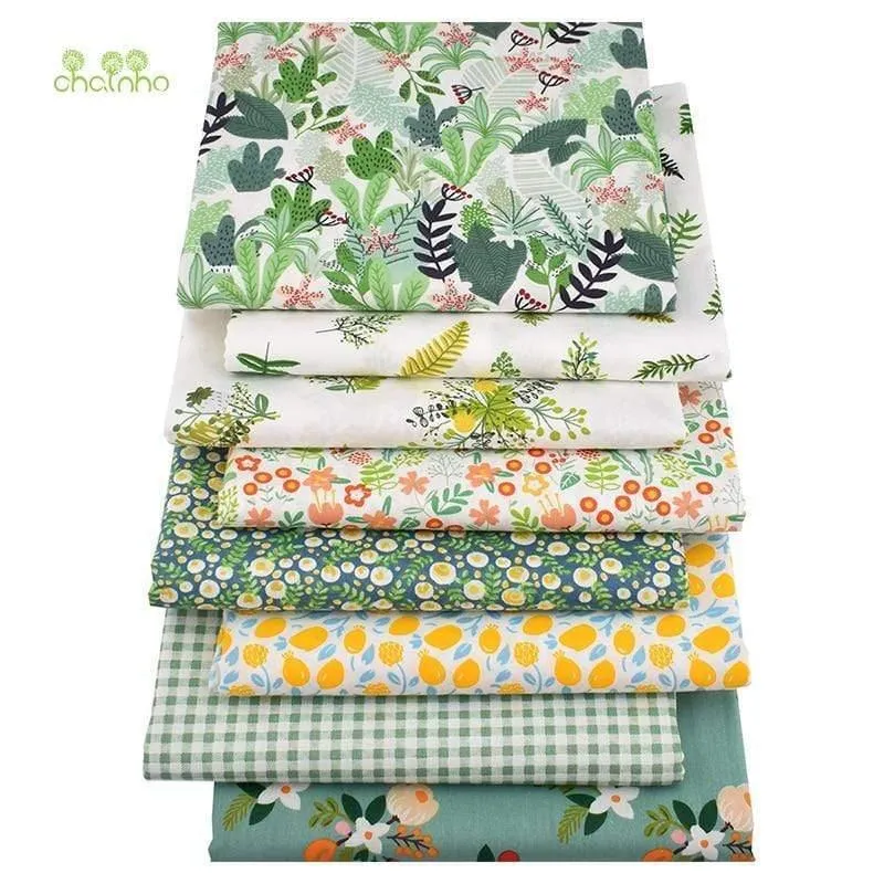 8 Stück / Lot, bedruckter Twill-Baumwollstoff, 40x50 cm, Patchwork-Stoff zum DIY-Quilten Nähen von Baby- und Kindermaterial, grüne Sommerzeit