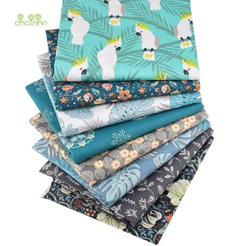 Cartoon Jungle Parrot Series, bedruckter Twill-Baumwollstoff, zum DIY-Nähen von Quilten für Baby- und Kinderbettwäsche