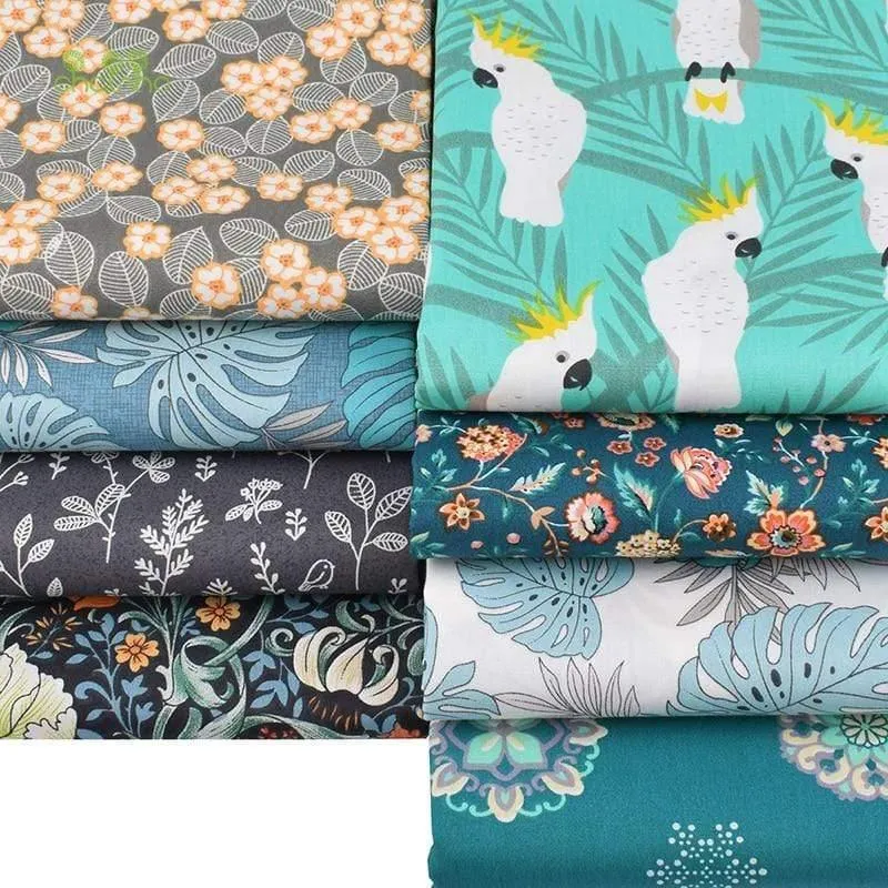 Cartoon Jungle Parrot Series, bedruckter Twill-Baumwollstoff, zum DIY-Nähen von Quilten für Baby- und Kinderbettwäsche