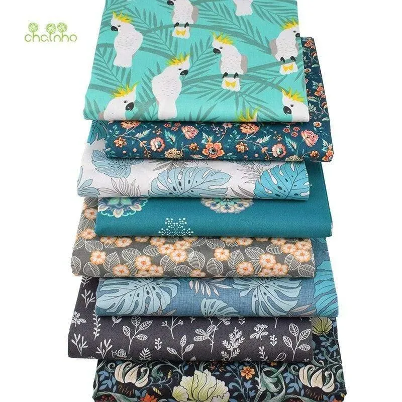 Cartoon Jungle Parrot Series, bedruckter Twill-Baumwollstoff, zum DIY-Nähen von Quilten für Baby- und Kinderbettwäsche