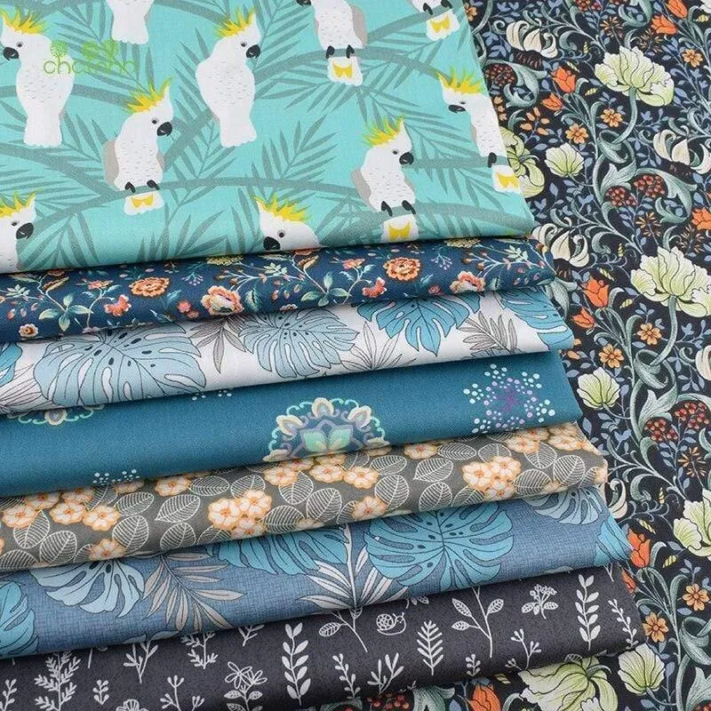 Cartoon Jungle Parrot Series, bedruckter Twill-Baumwollstoff, zum DIY-Nähen von Quilten für Baby- und Kinderbettwäsche
