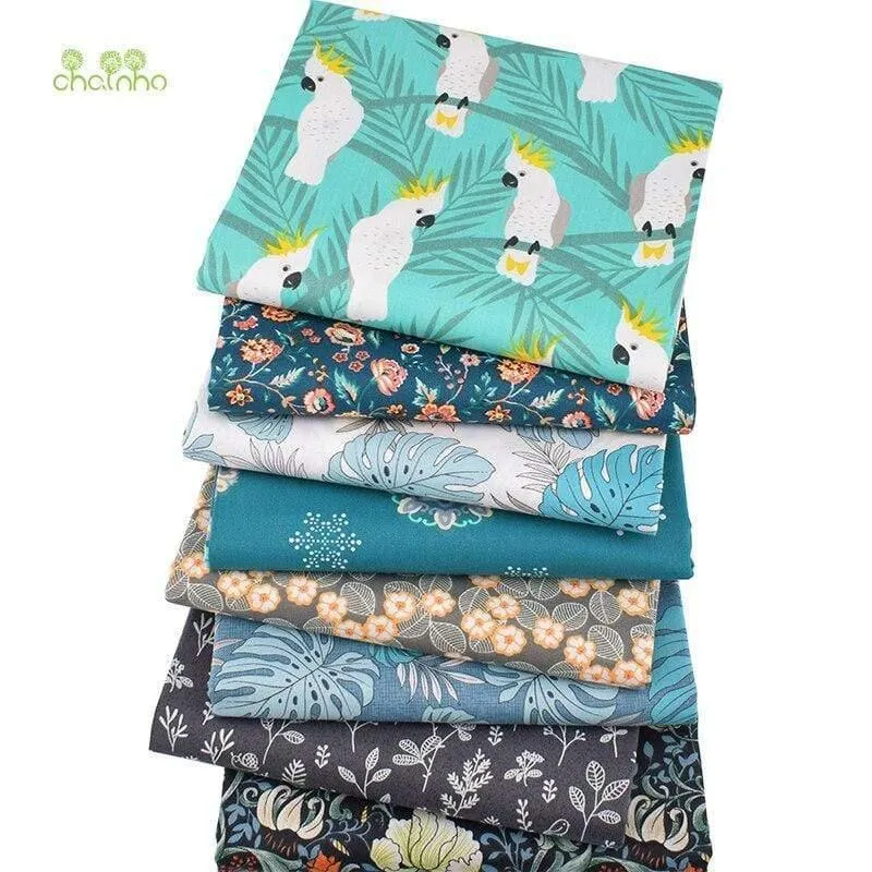 Cartoon Jungle Parrot Series, bedruckter Twill-Baumwollstoff, zum DIY-Nähen von Quilten für Baby- und Kinderbettwäsche