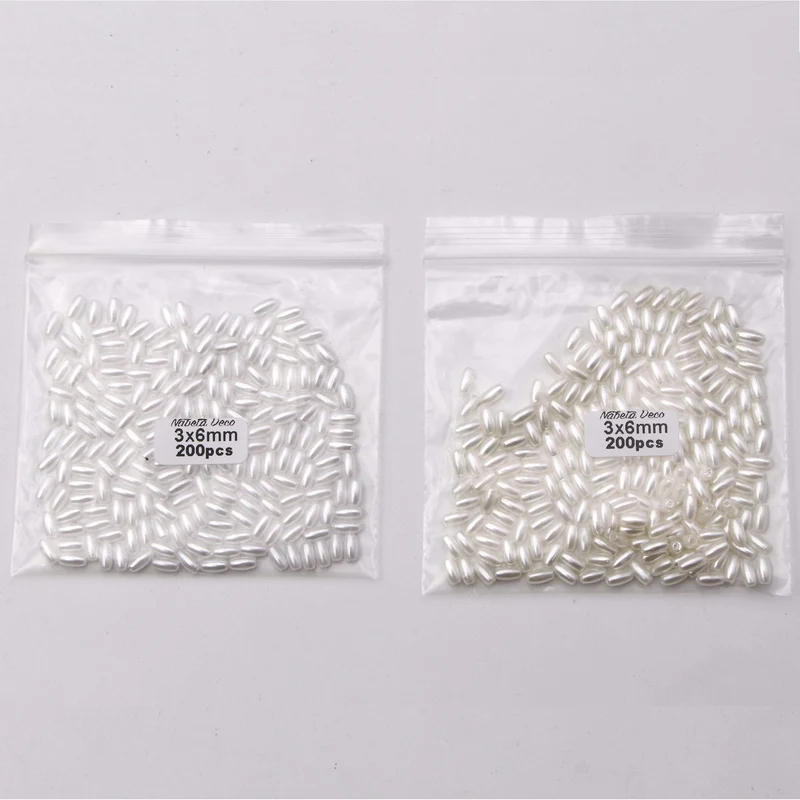 200 Stück 3 x 6/4 x 8/6 x 12 mm ovale Perlen imitierte ABS-Perlen für Schmuckherstellung, Kunsthandwerk, Bekleidung, Nähen, Kleidungsstück, Perlen, DIY