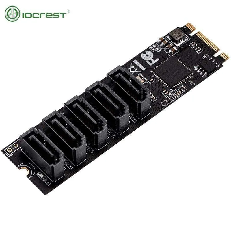 M.2 (PCIe 3.0) auf 5 Ports SATA III 6G SSD Adapter mit SATAIII Kabel unterstützt UEFI