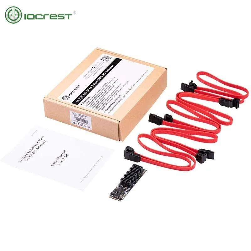 M.2 (PCIe 3.0) auf 5 Ports SATA III 6G SSD Adapter mit SATAIII Kabel unterstützt UEFI