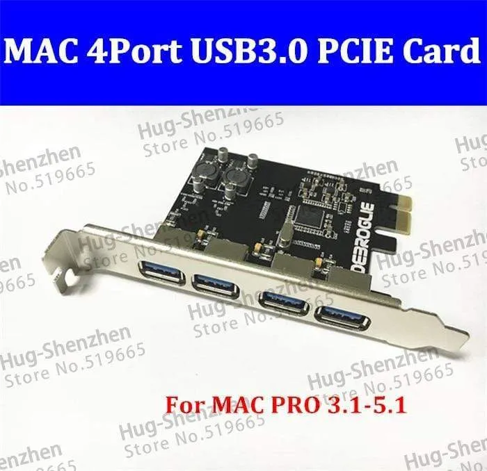 Kabelloser High-Speed-4-Port-USB-3.0-PCIE-PCI-Express-Steuerkartenadapter mit Frontplatte für MAC PRO 3.1–5.1/OSX 10.8–10.14.5