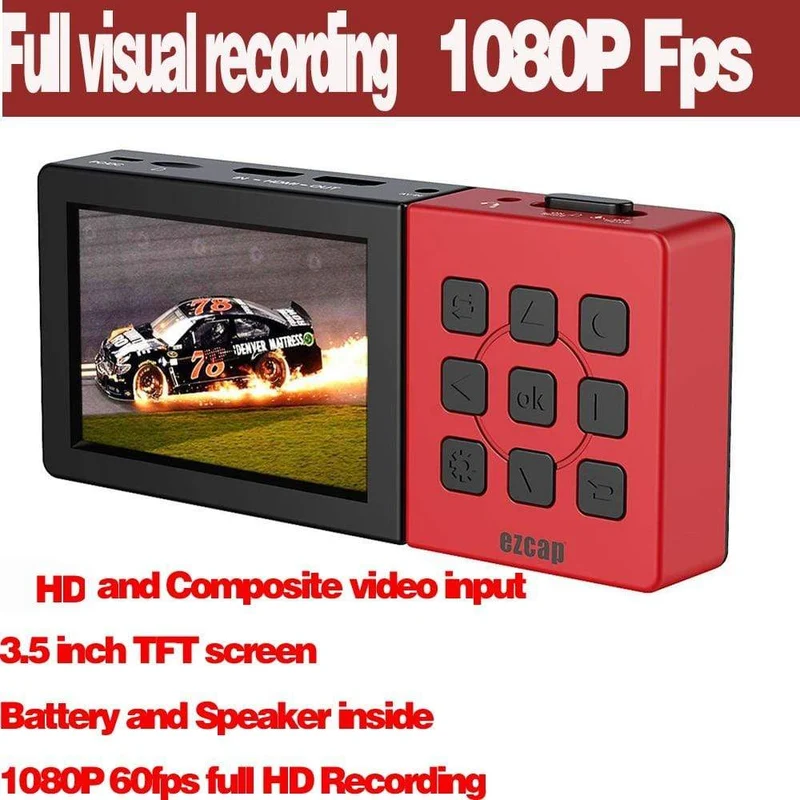 Ezcap 273 HD 1080P Videoaufnahme 3.5-Zoll-TFT Eingebauter Akku und Lautsprecher 1080P 60fps Full-HD-Aufnahme