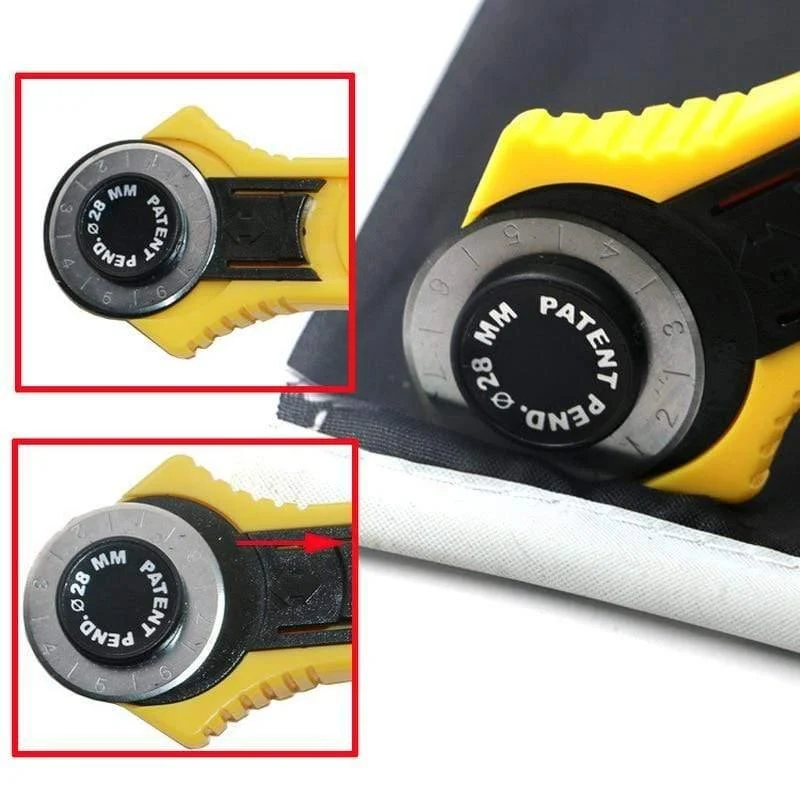 1pc Stoff Rotationsschneider DIY Arts Crafts Schneidwerkzeug Patchwork Rollenrad Rundmesser Leder Papier Stoff Nähzubehör (Gelb)