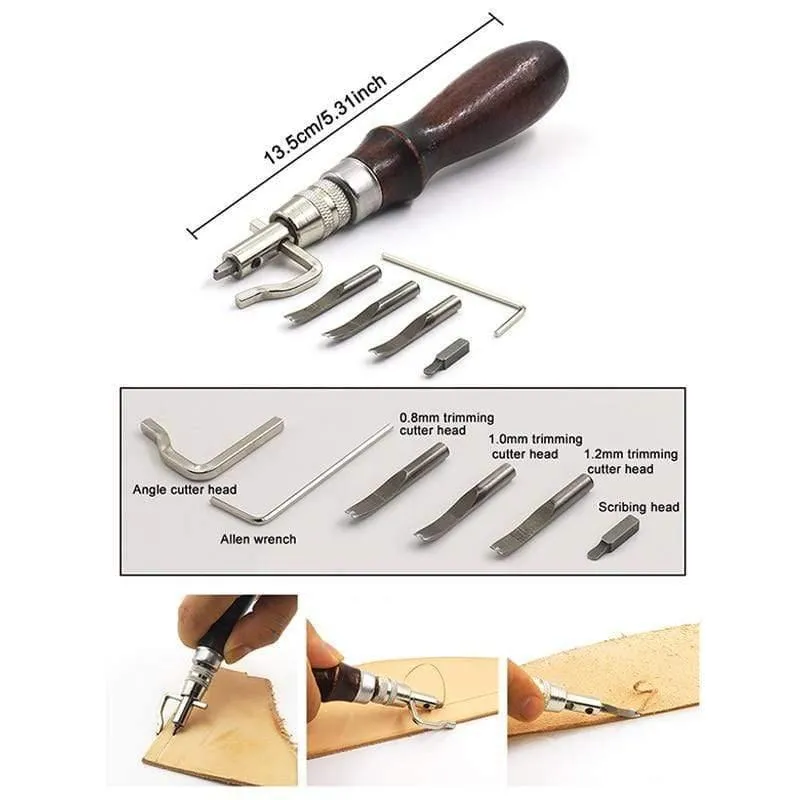DIY Professional Leder Bastelwerkzeug Kit Handnähen Nähen Stanzen Schnitzen Arbeit Sattel Groover Set Zubehör DIY Werkzeugkasten