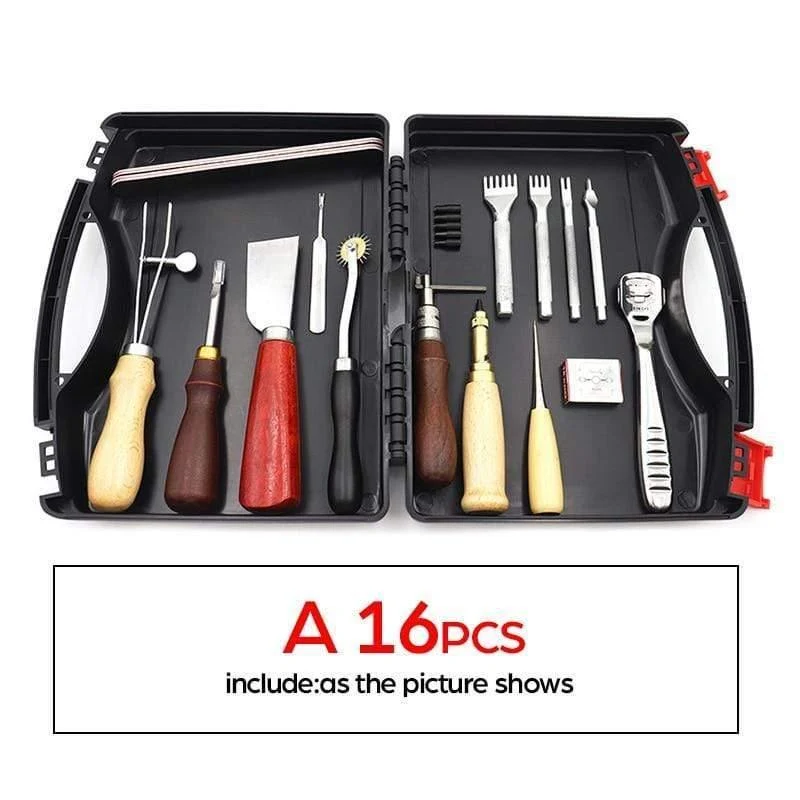 DIY Professional Leder Bastelwerkzeug Kit Handnähen Nähen Stanzen Schnitzen Arbeit Sattel Groover Set Zubehör DIY Werkzeugkasten