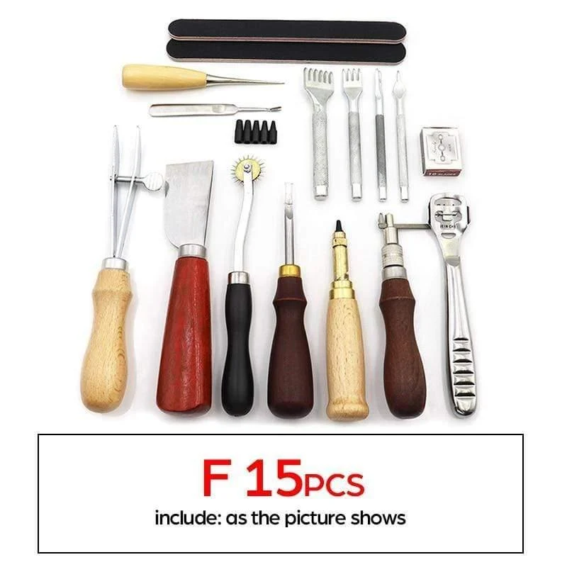 DIY Professional Leder Bastelwerkzeug Kit Handnähen Nähen Stanzen Schnitzen Arbeit Sattel Groover Set Zubehör DIY Werkzeugkasten