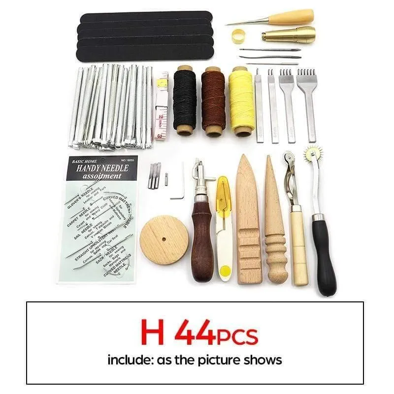 DIY Professional Leder Bastelwerkzeug Kit Handnähen Nähen Stanzen Schnitzen Arbeit Sattel Groover Set Zubehör DIY Werkzeugkasten