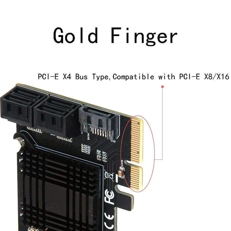 JMB585 Chip 5 Port SATA 3.0 zu PCIe Erweiterungskarte 4X Gen 3 PCI Express SATA Adapter SATA 3 Konverter mit Kühlkörper für HDD SSD