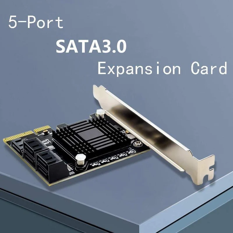 JMB585 Chip 5 Port SATA 3.0 zu PCIe Erweiterungskarte 4X Gen 3 PCI Express SATA Adapter SATA 3 Konverter mit Kühlkörper für HDD SSD