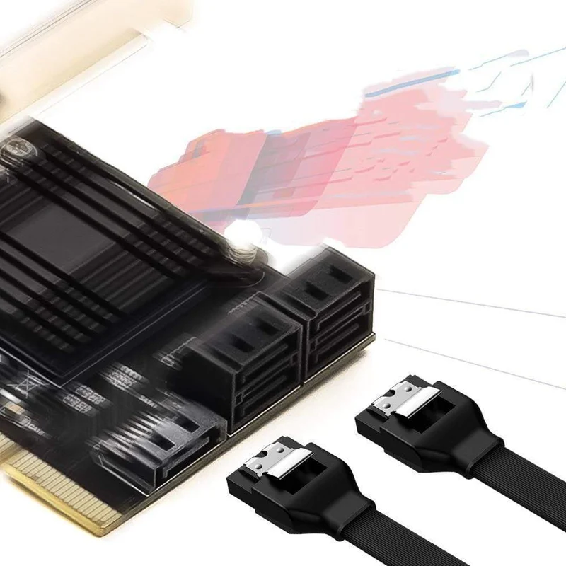 JMB585 Chip 5 Port SATA 3.0 zu PCIe Erweiterungskarte 4X Gen 3 PCI Express SATA Adapter SATA 3 Konverter mit Kühlkörper für HDD SSD
