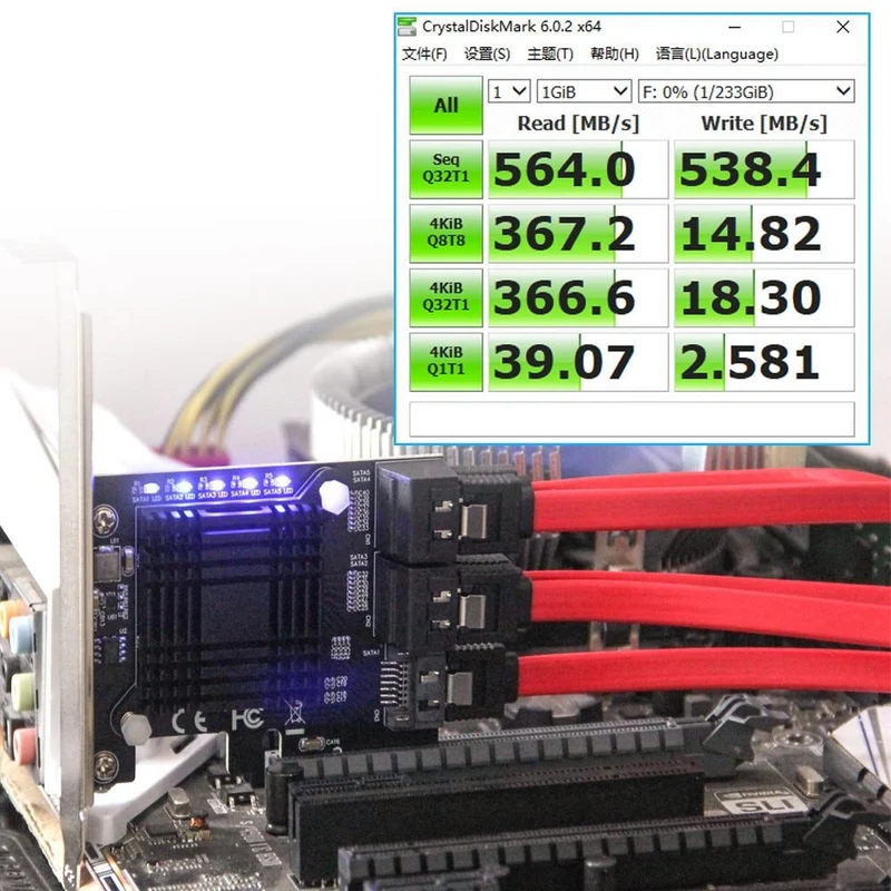 JMB585 Chip 5 Port SATA 3.0 zu PCIe Erweiterungskarte 4X Gen 3 PCI Express SATA Adapter SATA 3 Konverter mit Kühlkörper für HDD SSD