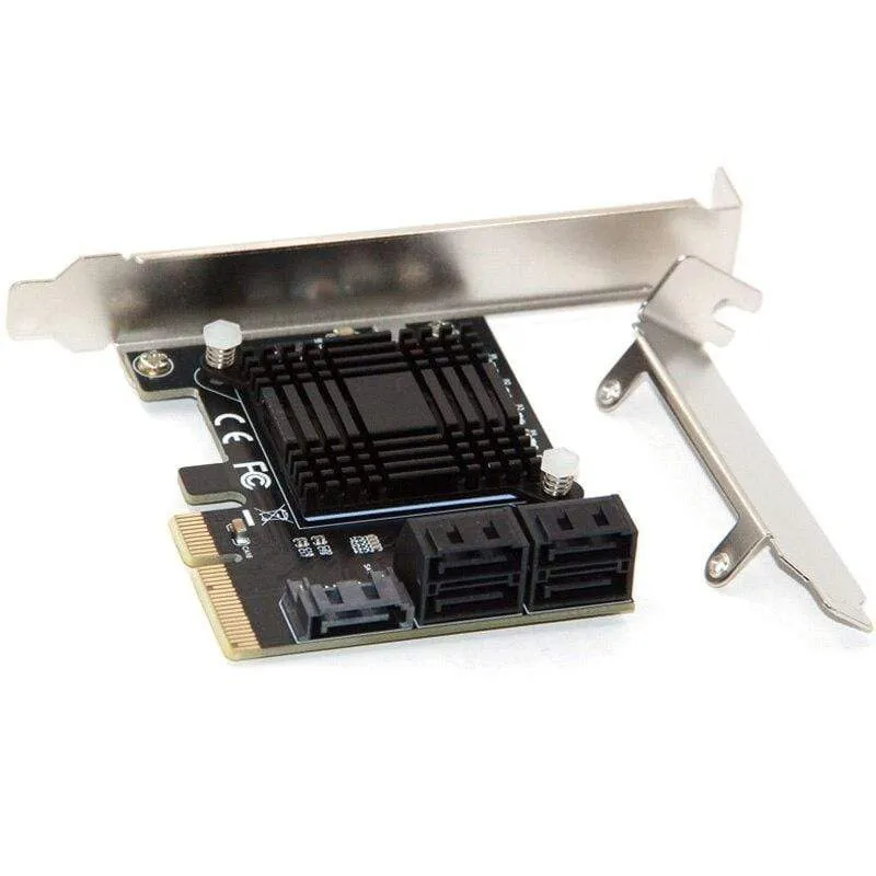 JMB585 Chip 5 Port SATA 3.0 zu PCIe Erweiterungskarte 4X Gen 3 PCI Express SATA Adapter SATA 3 Konverter mit Kühlkörper für HDD SSD