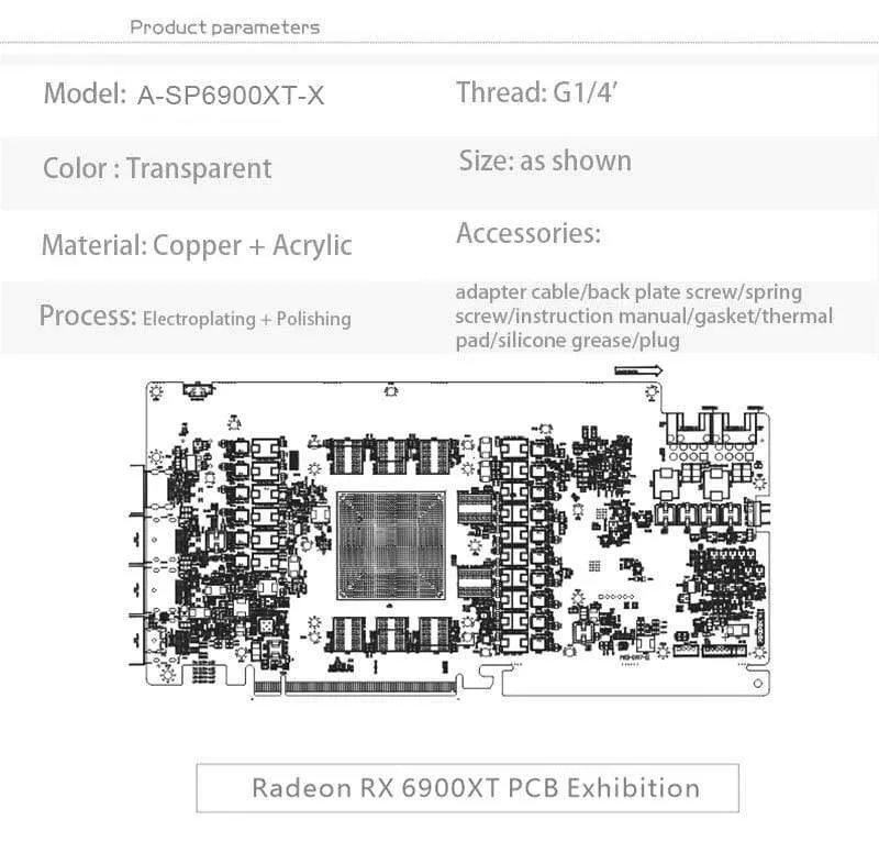 Verwendung des Wasserblocks für die GPU-Karte Sapphire RX 6800XT Nitro+ /RX 6900 XT Nitro / vollständig abgedeckter Kupferkühlerblock /A-RGB / RGB