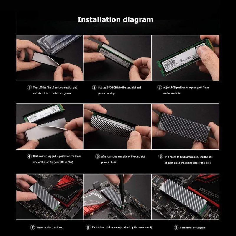 M.2 SSD NVMe Kühlkörper M2 2280 Solid State Festplatte Aluminium Kühlkörper mit Thermal Pad Desktop PC Thermal Dichtung