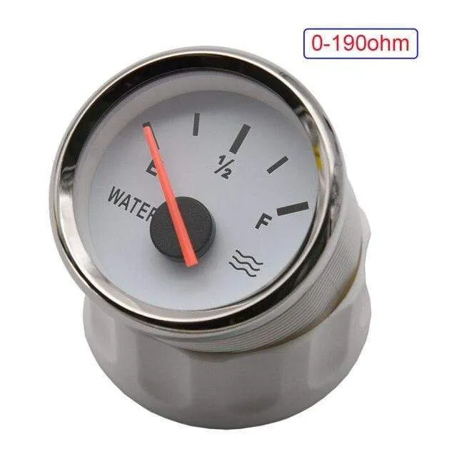 Bootswagen 52MM Wasserstandsanzeiger 0-190 Ohm Rote Hintergrundbeleuchtung Marine Water Tank Füllstandsanzeige Wasserstandsensor 100-550MM