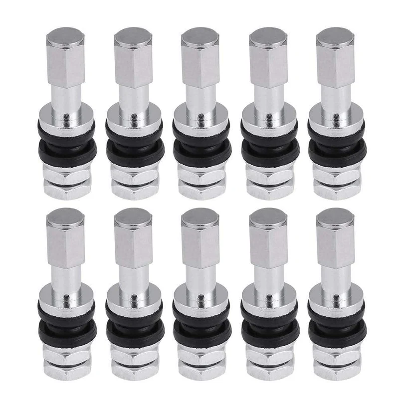 10 stücke TR43E Metall Auto Lkw Motorrad Tubeless Reifen Reifen Ventil Vorbauten Mit Staub Kappe Für Motorräder Motorrad Autos Fahrräder