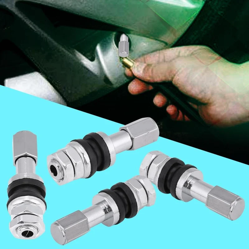 10 stücke TR43E Metall Auto Lkw Motorrad Tubeless Reifen Reifen Ventil Vorbauten Mit Staub Kappe Für Motorräder Motorrad Autos Fahrräder