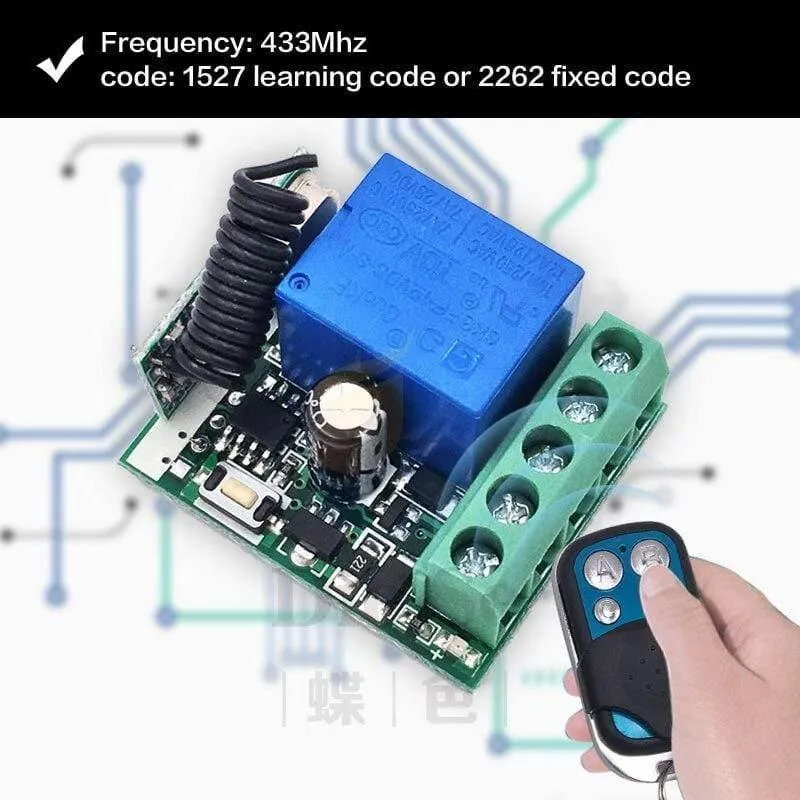 433 MHz Rf-Fernbedienung DC 12V 24V 10A 1CH Relaisempfänger Für universelle Garage / Tür / Licht / LED / Fanner / Motor / Signalübertragung