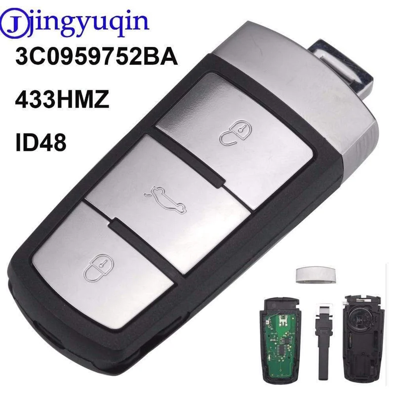 433 MHz 3 Tasten Keyless Uncut Flip Smart Auto-Fernbedienung Schlüsselanhänger mit ID48-Chip 3C0959752BA für VW Passat B6 3C B7 Magotan CC