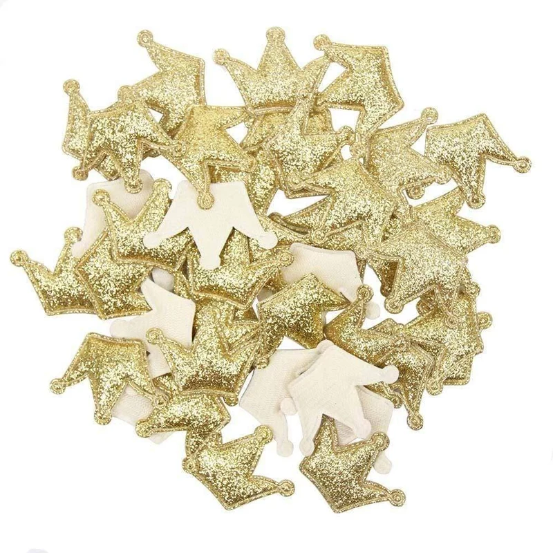 100pcs Glitter Patches Glänzende feste Krone Herz Stern Kaninchen Zubehör für Kleidung Nähmaterialien Kleidungsstück Dekoration