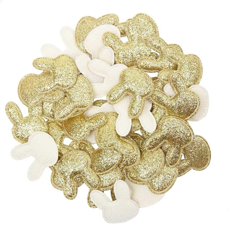 100pcs Glitter Patches Glänzende feste Krone Herz Stern Kaninchen Zubehör für Kleidung Nähmaterialien Kleidungsstück Dekoration