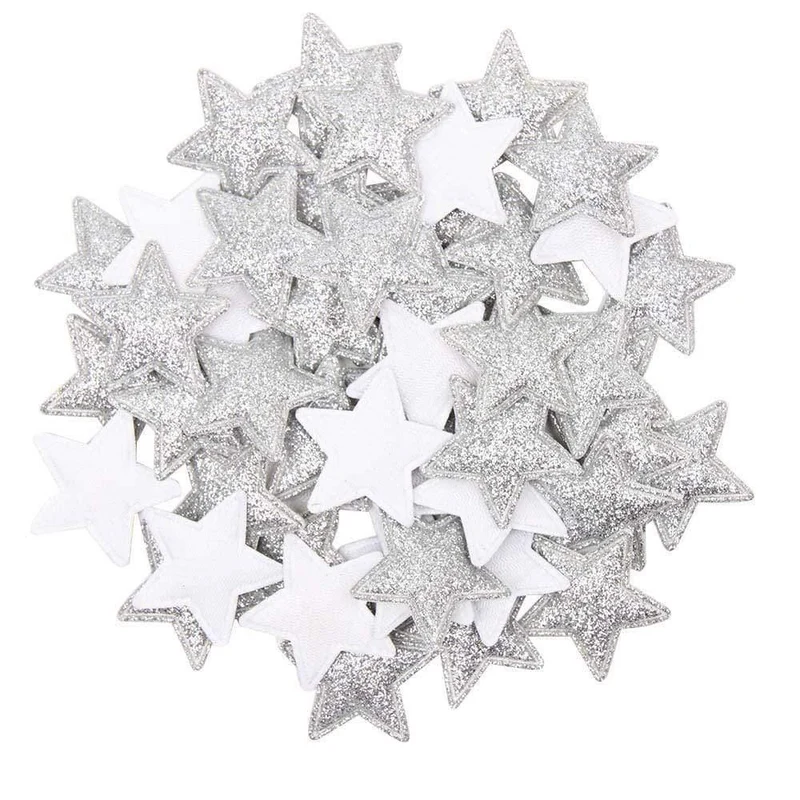 100pcs Glitter Patches Glänzende feste Krone Herz Stern Kaninchen Zubehör für Kleidung Nähmaterialien Kleidungsstück Dekoration