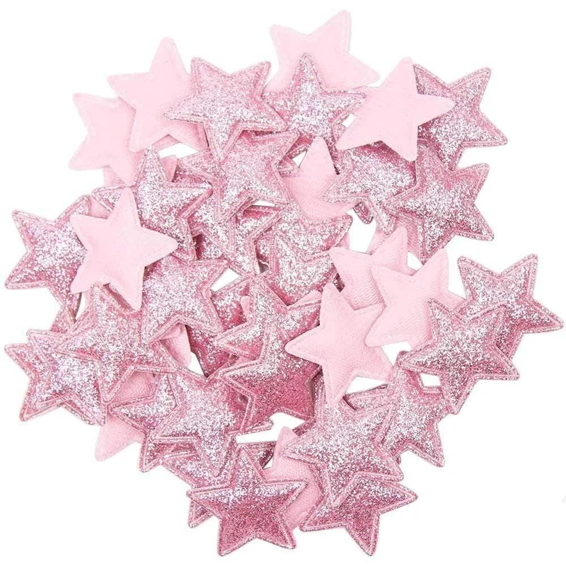 100pcs Glitter Patches Glänzende feste Krone Herz Stern Kaninchen Zubehör für Kleidung Nähmaterialien Kleidungsstück Dekoration