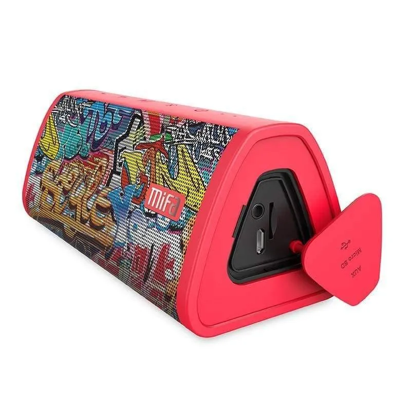 MIFA Red-Graffiti Bluetooth-Lautsprecher, integriertes Mikrofon, Stereo-Rock-Sound, 10 W, tragbarer kabelloser Lautsprecher für den Außenbereich, unterstützt TF-Karte