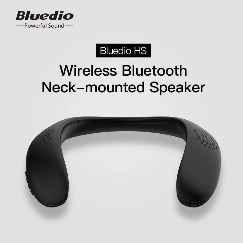 Tragbarer Bluetooth-Lautsprecher Drahtloser Lautsprecher Bass Bluedio HS Halslautsprecher Bluetooth 5.0 FM-Radio unterstützt SD-Kartensteckplatz (schwarzer 1 "-Lautsprecher)