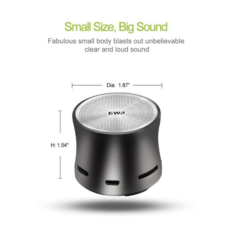 EWA A109Mini kabelloser Bluetooth-Lautsprecher, großer Sound und Bass für Telefon/Laptop/Pad, unterstützt MicroSD-Karte