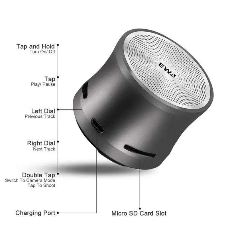 EWA A109Mini kabelloser Bluetooth-Lautsprecher, großer Sound und Bass für Telefon/Laptop/Pad, unterstützt MicroSD-Karte
