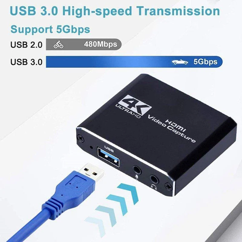 4K 1080P HDMI Video Capture Card USB 2.0 Recorder Box Gerät für Live-Streaming-Videoaufzeichnung