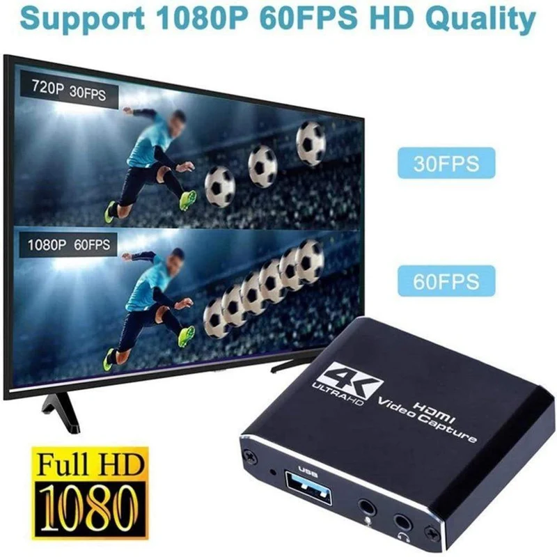 4K 1080P HDMI Video Capture Card USB 2.0 Recorder Box Gerät für Live-Streaming-Videoaufzeichnung