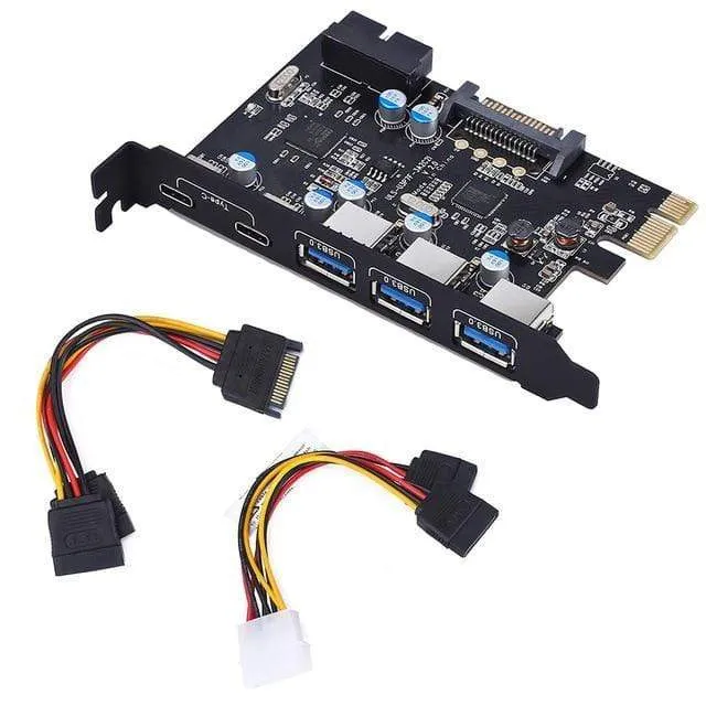 PCI-E auf Typ C (2) Typ A (3) USB 3.0 5-Port PCI Express-Erweiterungskarte mit internem 19-Pin-Anschluss für Windows MAC