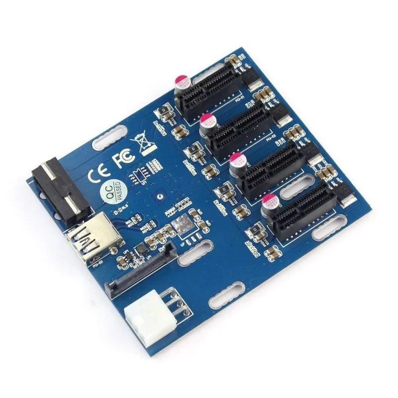 XT-XINTE PCIe-Riser-Karte PCI Express 1 bis 4 PCIE 1X-Steckplatz Mini-ITX für externe 4 PCI-e-Steckplatzadapterplatine PCIe-Multiplikator-Karte