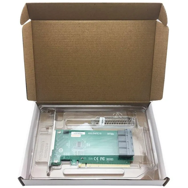 ANU04PE16 NVMe-Controller SFF8643-SFF8639 4-Port PCIe3.0 X16 SSD Exp Riser (nicht mit Kabeln, unterstützt nicht LSI 8643*2 bis 8639*2 ）