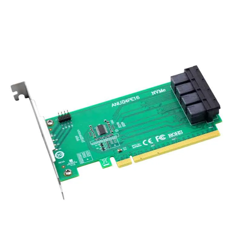 ANU04PE16 NVMe-Controller SFF8643-SFF8639 4-Port PCIe3.0 X16 SSD Exp Riser (nicht mit Kabeln, unterstützt nicht LSI 8643*2 bis 8639*2 ）